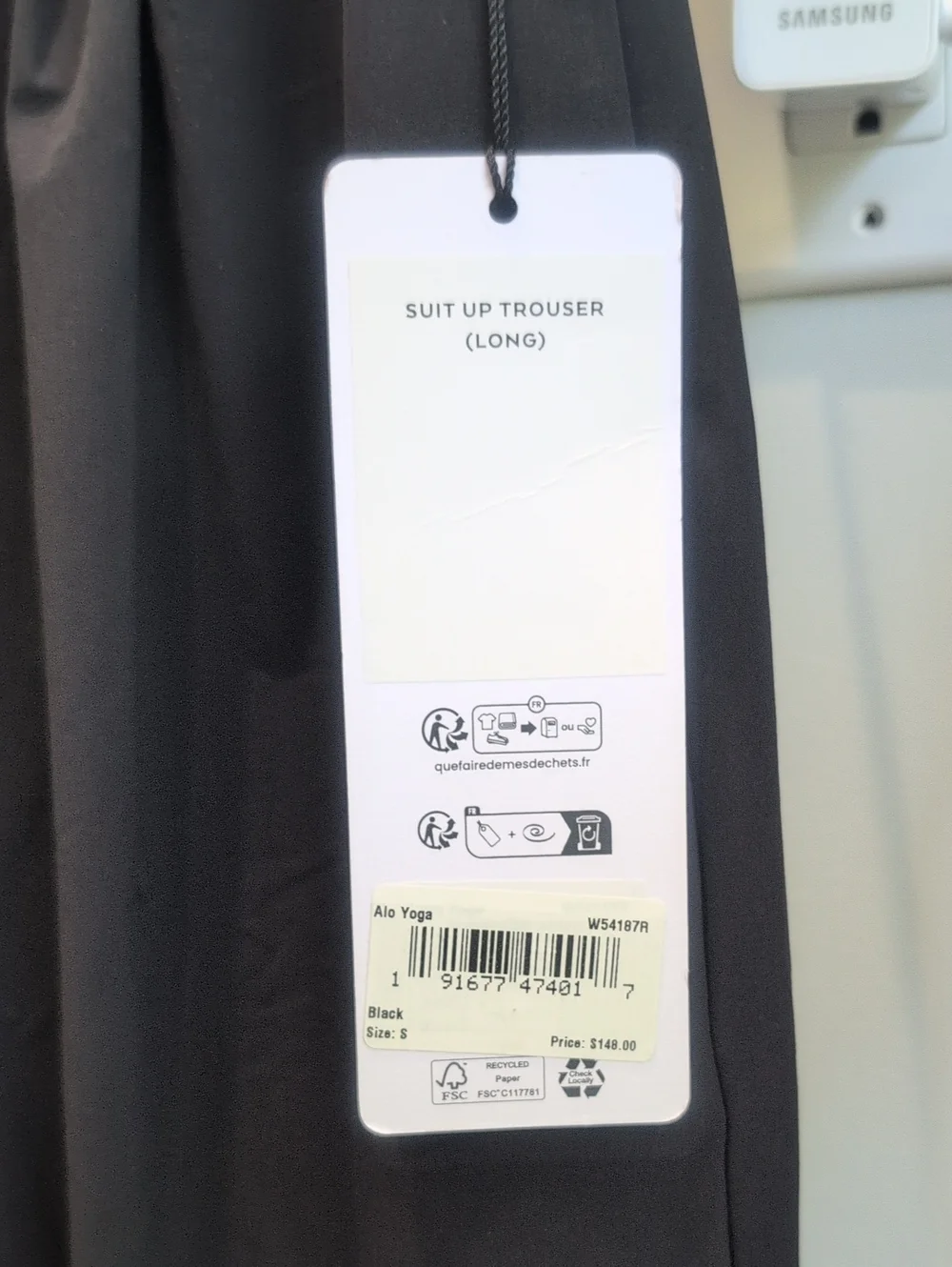 ALO Yoga Black Suit Up Trouser Long Sz Small